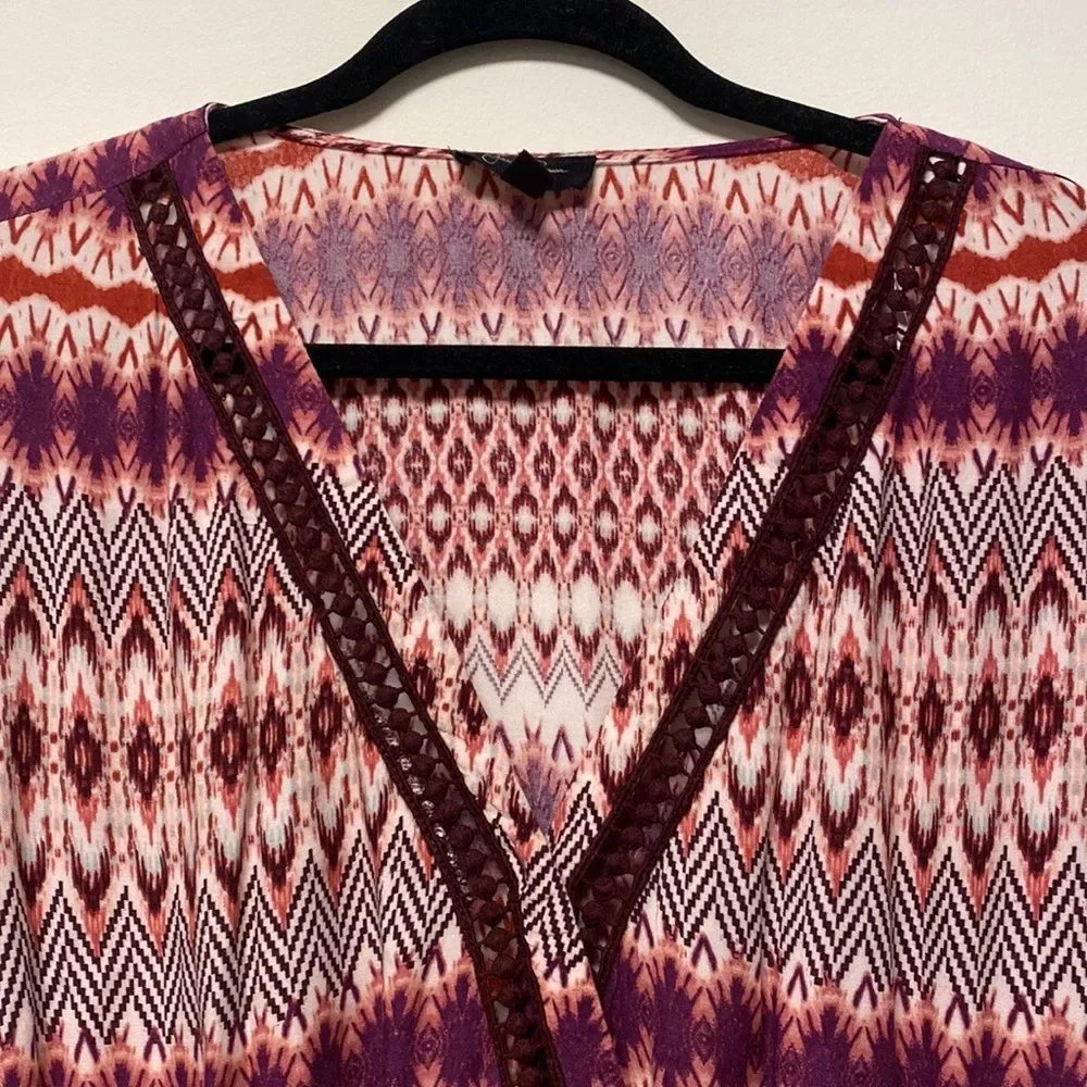 Jessica Simpson Patterned Crochet Trim Romper Size Medium - Picture 5 of 10